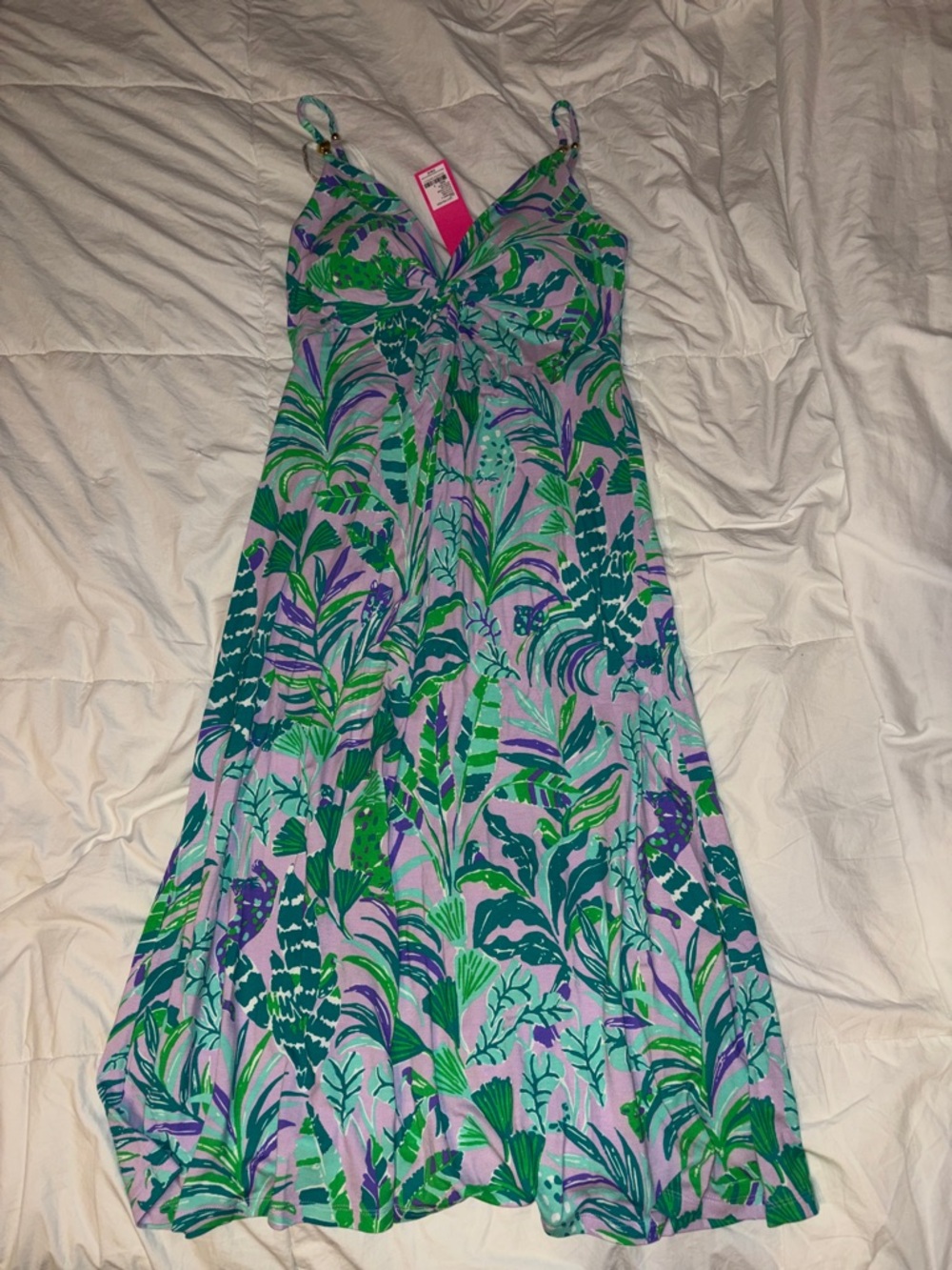 Lilly Pulitzer Lavender Dress with Green and Teal Tropical Print
